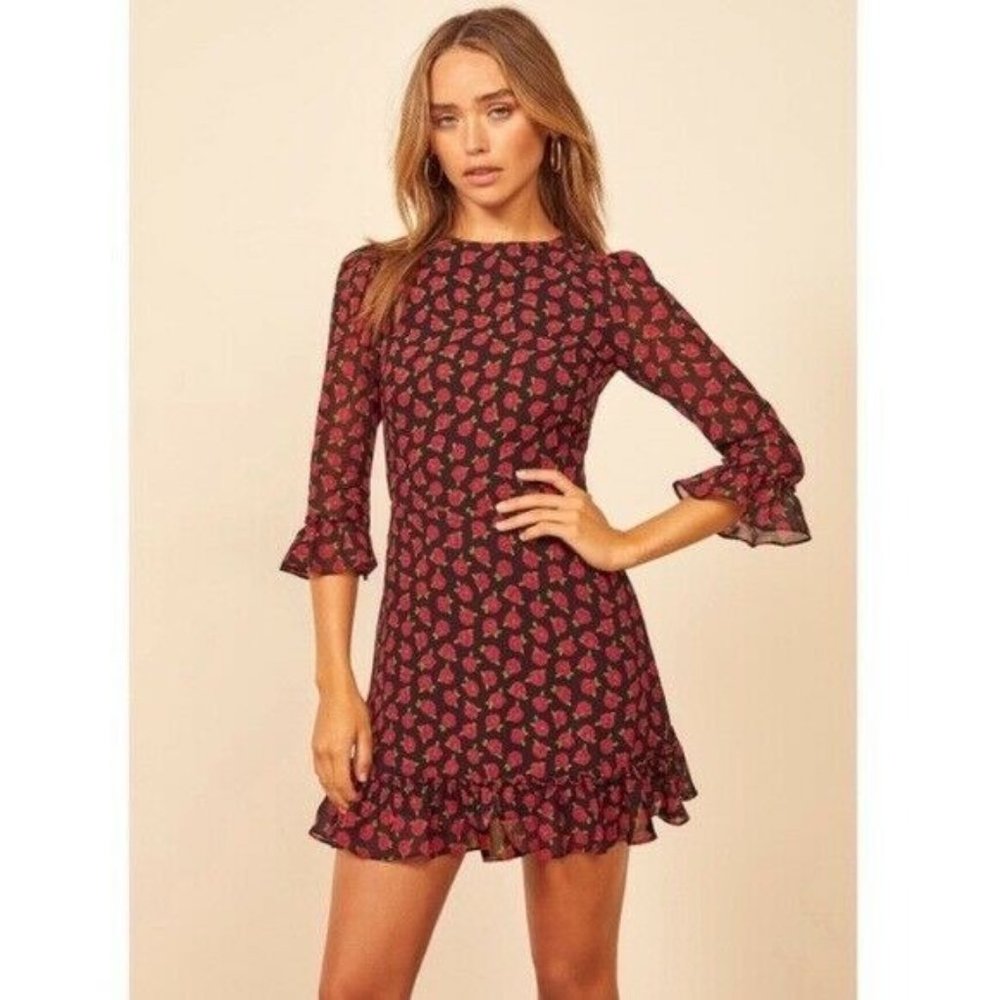 Reformation Doutzen Mini Dress Cassandra Red Rose